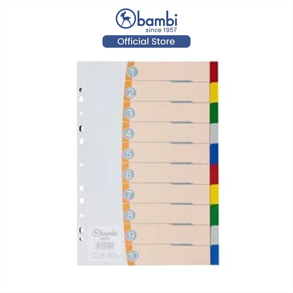 

Bambi Divider & Indexes Pembatas Kertas Binder Edisi 10 Colour Ukuran Folio - 2510