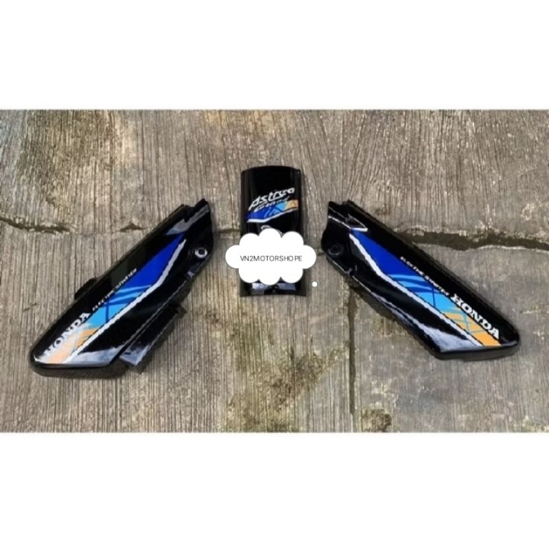cover box tutup aki set kanan kiri plus panel dasi dada depan set striping motor Honda Astrea grand/