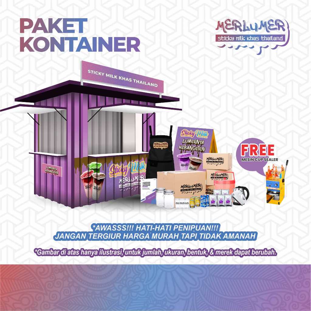 

Paket Usaha Franchise Sticky Milk Khas Thailand Terlengkap - Paket Kontainer