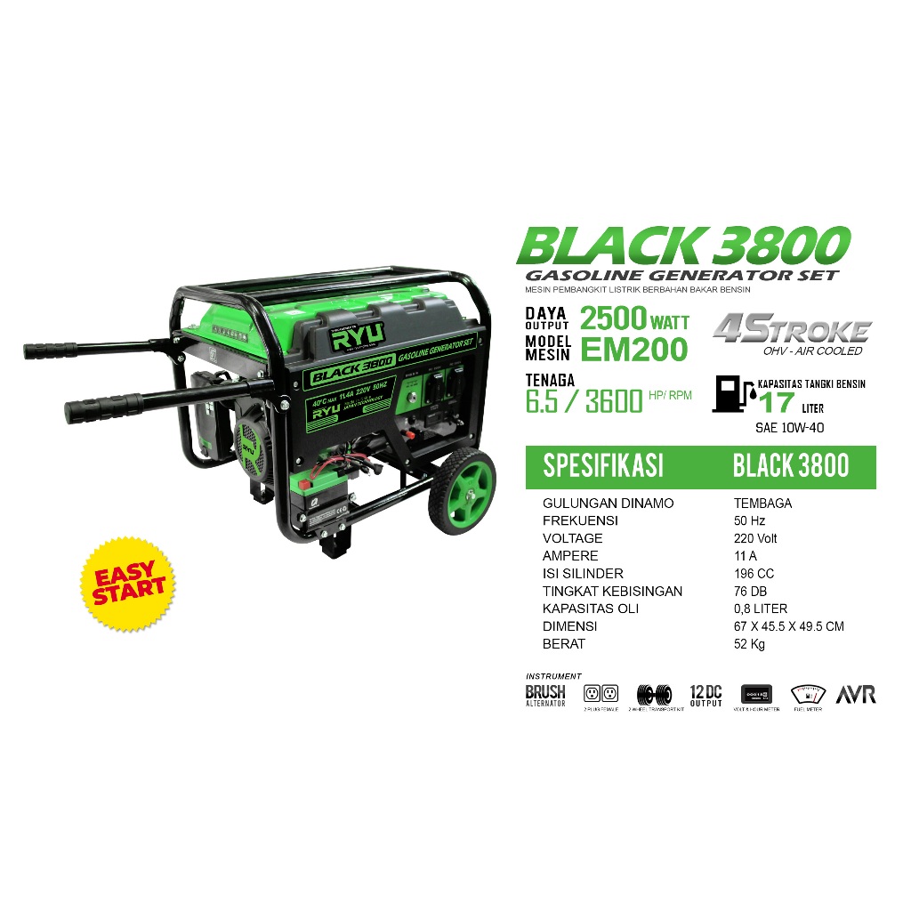 GENSET/GENERATOR SET BLACK3800 - RYU