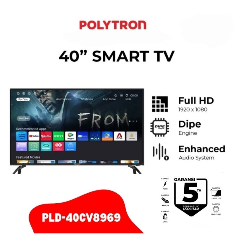 Polytron Smart TV 40 inci Full HD PLD-40CV6989 Garansi Resmi / Smart TV 40 inci Polytron PLD 40CV896