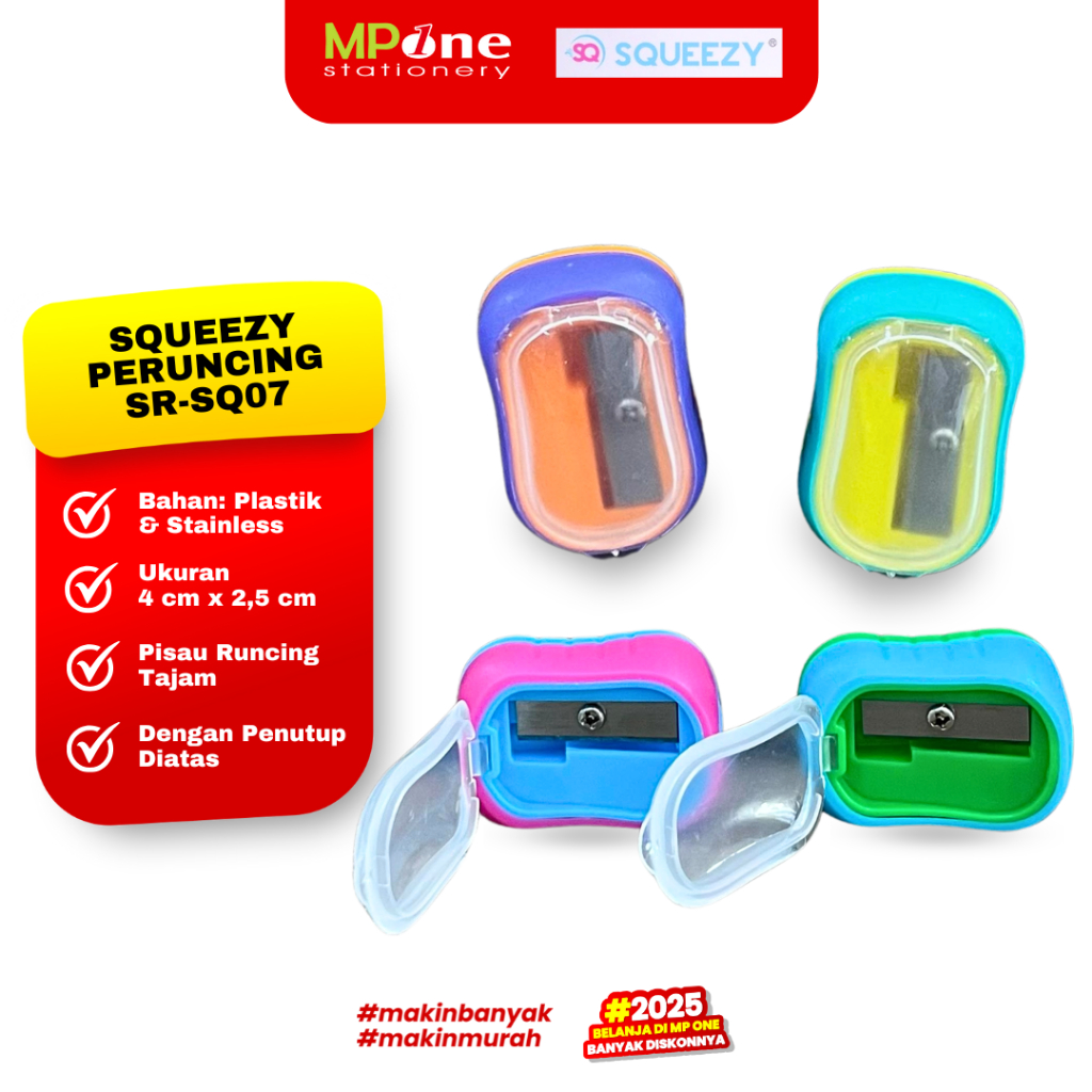 

Squeezy Peruncing Pensil Manual 1 Lubang SR-SQ07 / Rautan Pensil Warna Wani SQUEEZY