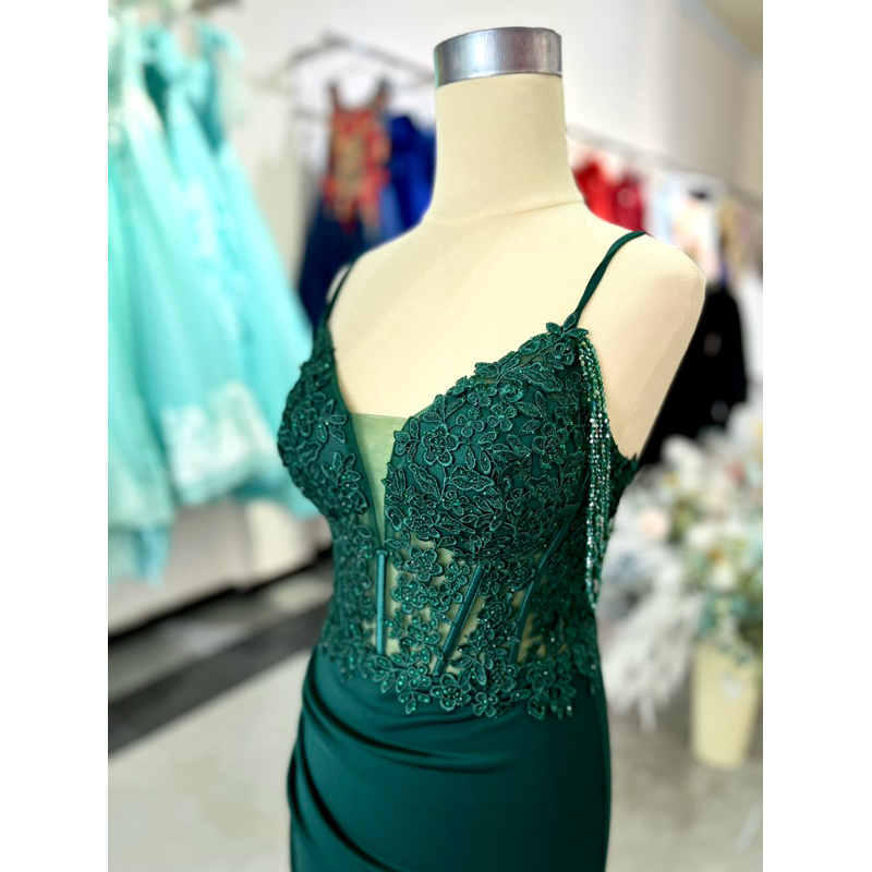 [FOR RENT] Gaun Pesta Hijau Emerald | Party Dress Emerald Green | Party Gown Simple Elegant #001