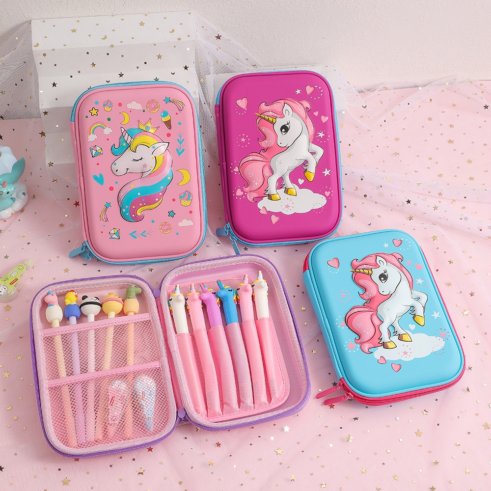 

Blingberry Kotak Pensil 3D Timbul Kotak Pensil Karakter Unicorn Astronot Hardtop Pencil Case Tempat
