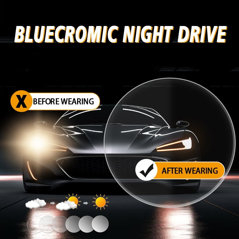 RB Viendo Kacamata Photocromic Minus Night Drive Bluecromic Frame Wanita Pria Cowok Potocromic