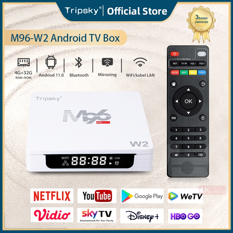Tripsky M96 STB Tv Box M96W2 Android Tv Box 4GB Ram 32G Rom 4K Android 11.0 Bluetooth