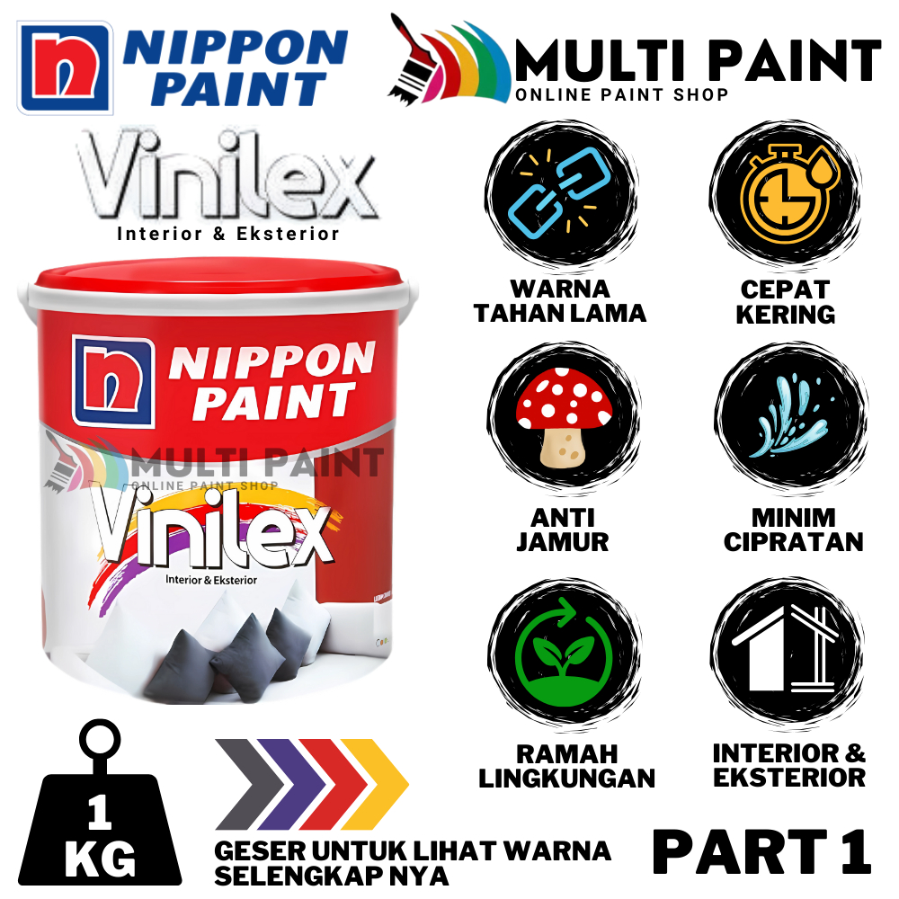 [PART 1] VINILEX 1 KG NIPPON PAINT CAT TEMBOK INTERIOR & EKSTERIOR CAT DINDING VINILEX PRO 5000 1 KG