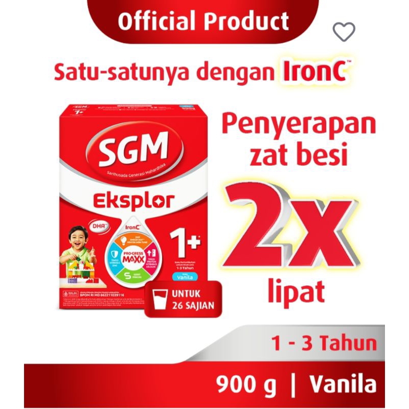 

2 Box Sgm Eksplor 1+ Madu / Vanila Susu Pertumbuhan Usia 1 - 3 Tahun 900gr Exp.2027