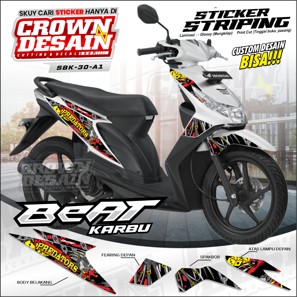STRIPING STIKER BEAT KARBU /VARIASI STIKER MOTOR BEAT KARBU/LIS BODY BEAT KARBU