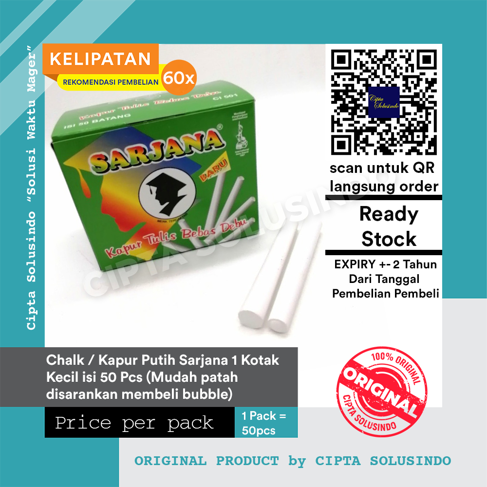 

Chalk (kapur tulis) - Sarjana - Kapur papan tulis putih (50 stick)