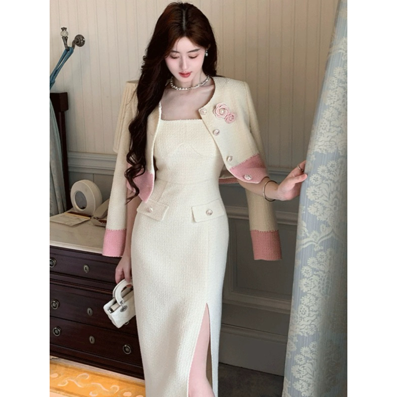 blossom tweed set dress setelan blazer long dress dress wanita formal with bros