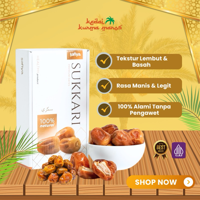 

Safiya Sukkari Lembut 1 Kg Kurma Raja Basah Lembut Premium Oleh-Oleh Haji Umroh