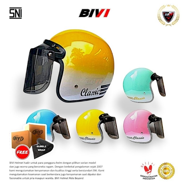 Bivi Helm Bogo classic SNI, Helm retro dewasa kaca hijab