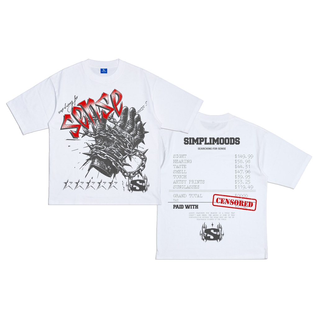 [Vogue Circle] Kaos Oversize Tshirt Distro SimpliMoods Sense White Pria Dan Wanita Cotton Combed 24s