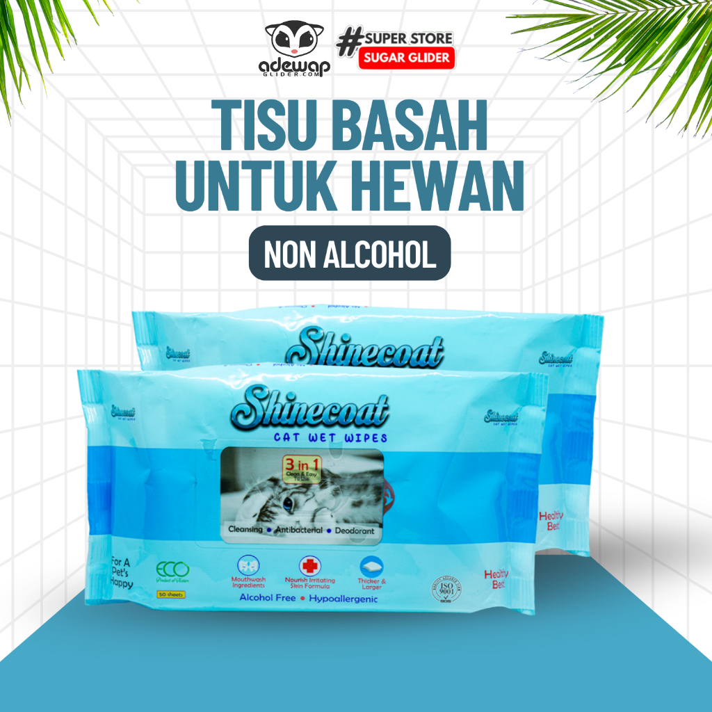 ADEWAP GLIDER Shinecoat Tisue Basah Hewan Peliharaan Sugar Glider