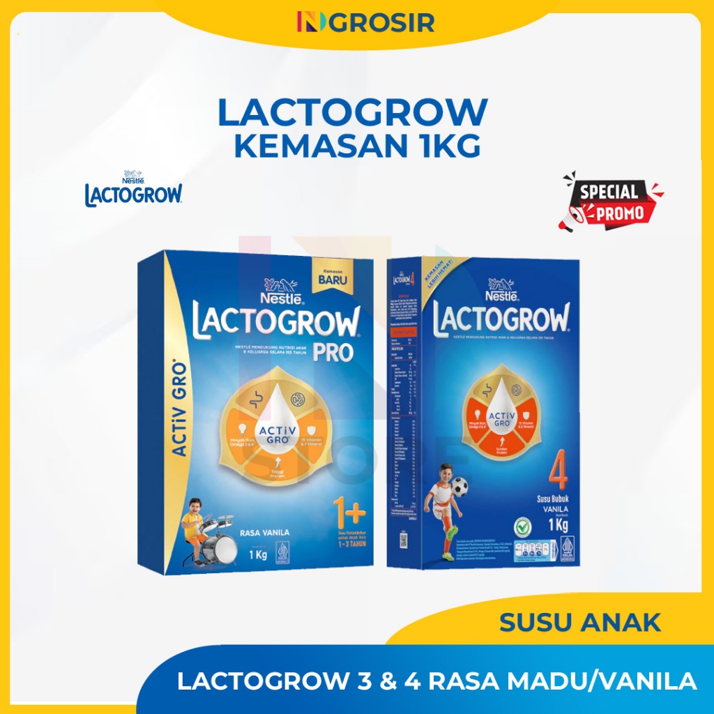 

(PROMO SPESIAL) LACTOGROW 3 DAN 4 RASA VANILA MADU KEMASAN 1 KG