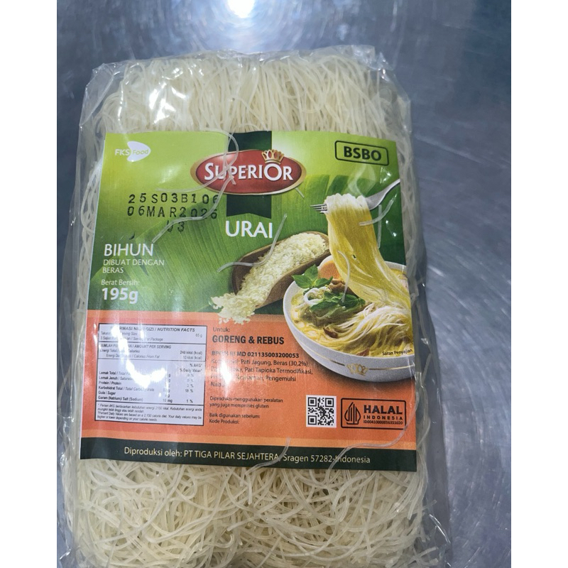 

Bihun Beras Jagung Superior Filtra 195gr Sembako Murah Bahan Pokok Bihun Siap Masak