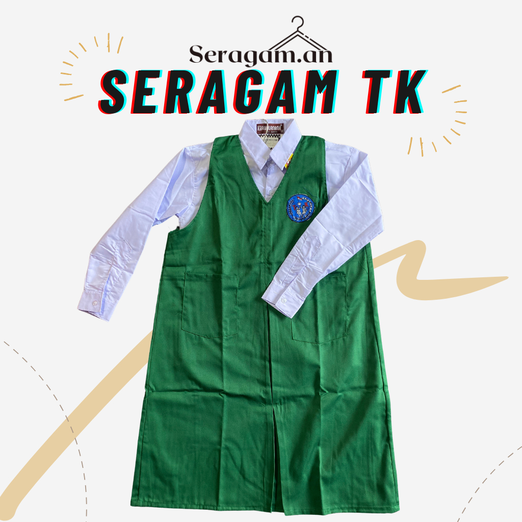 [SET TERMURAH SERAGAM TK DI SHOPEE] SERAGAM TK SERAGAM PAUD NASIONAL HIJAU LENGAN PANJANG PEREMPUAN