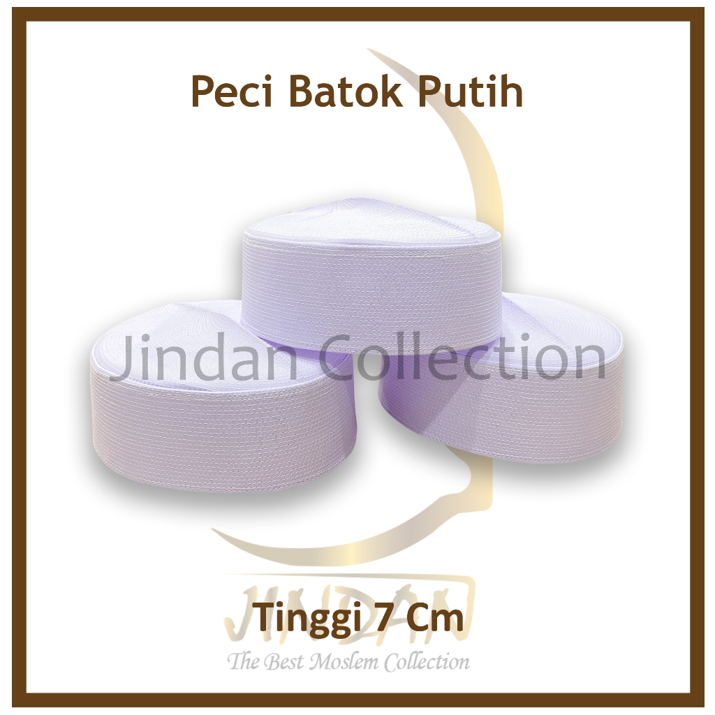 Peci Batok Pendek atau Songkok Putih Peci Batok Putih Tinggi 7 cm Peci Songkok Haji Putih