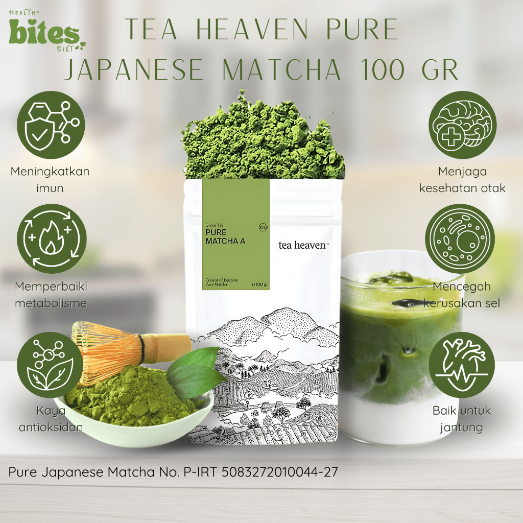 

Pure Matcha Powder 100gr Tea Heaven Pure Japanese Matcha Bubuk Matcha Jepang Matcha Ceremonial Grade