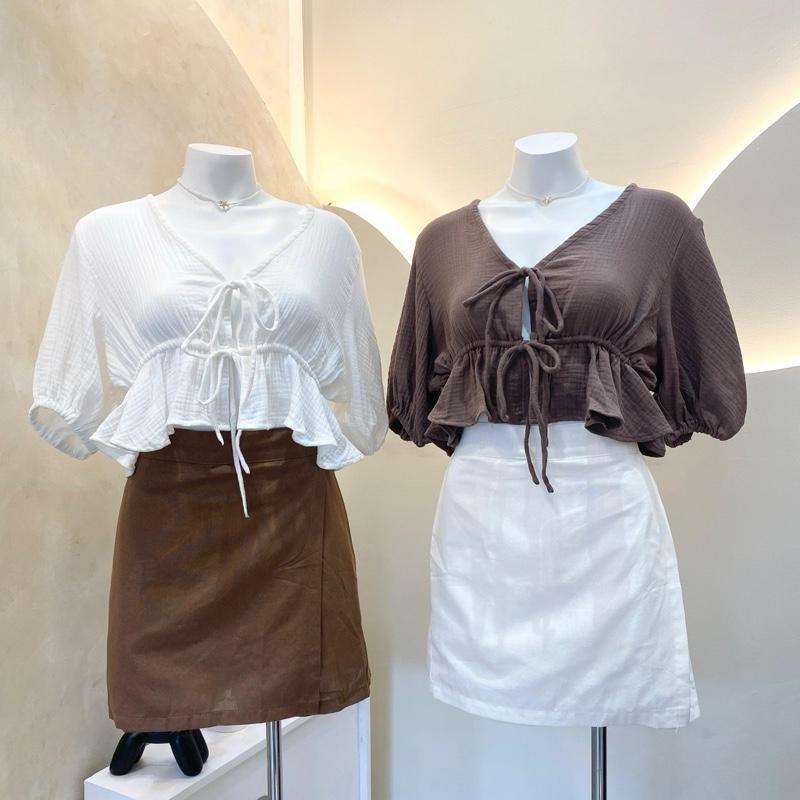 crop top airflow maya//blouse tali hidup//atasan pantai kekinian//crop top korea style//atasan wanit