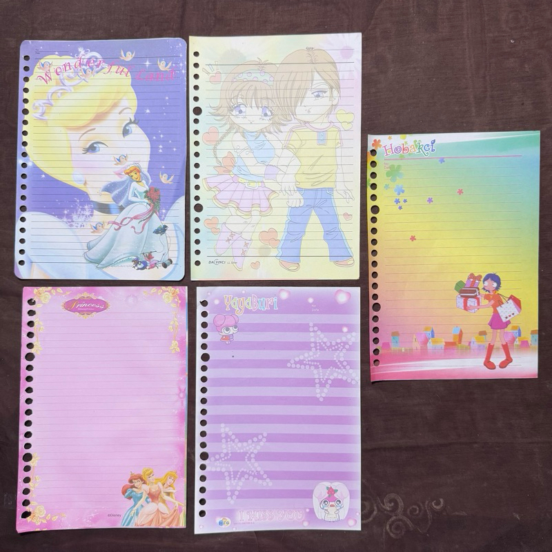 

[ ready stock ] 5pcs Paket isi binder A5 size standar kiky marvel angry birds rabbit set barbie my little pony disney kartun karakter loose leaf kertas rare limited edition second preloved new tebal koleksi y2k jadul square bundle art print paper collect