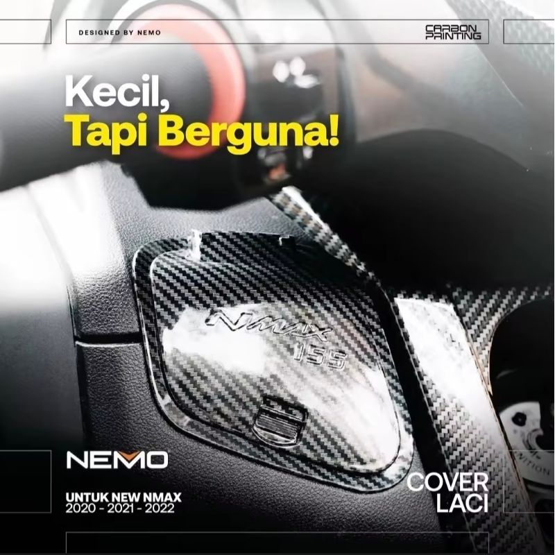 Tutup Laci All New Nmax 155 Carbon/ Cover Laci Nmax 2020 - 2023 Carbon NEMO