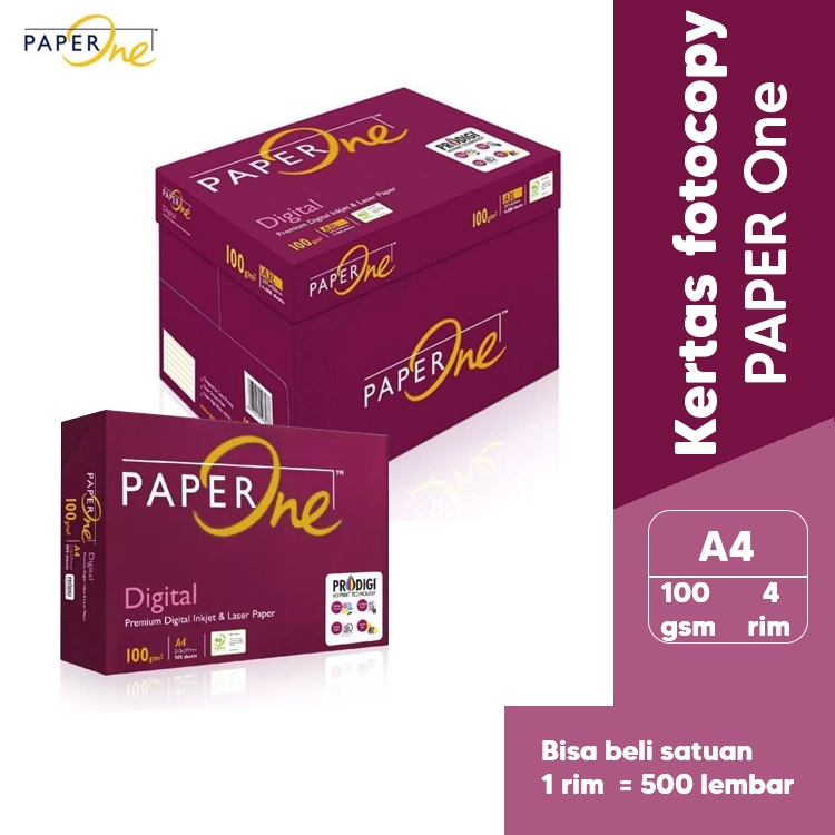 

Kertas HVS A4 100 Gram paper one - 1 RIM 500 Lembar & 1 Box