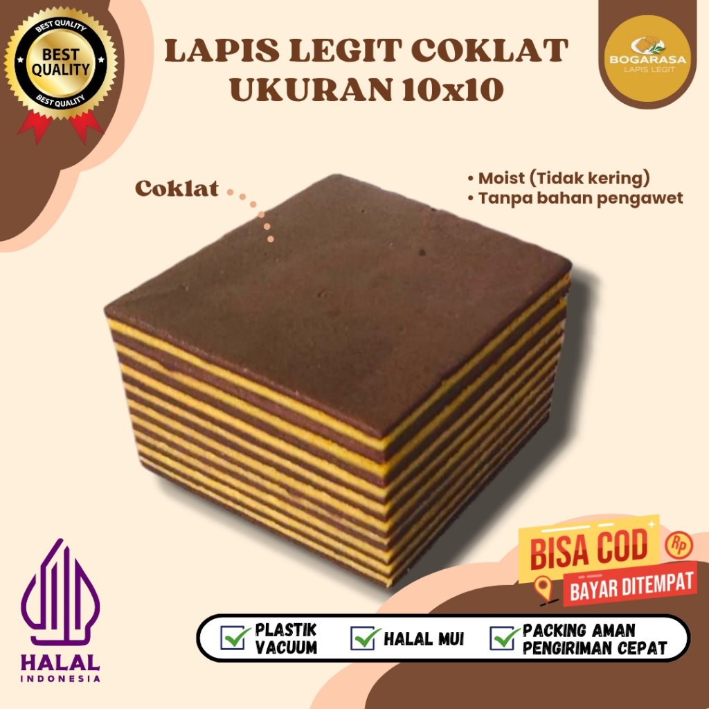 

Lapis Legit Polos Lapis Legit Wisman Premium Bolu Legit Pilihan Varian Rasa Coklat ukuran 10x10