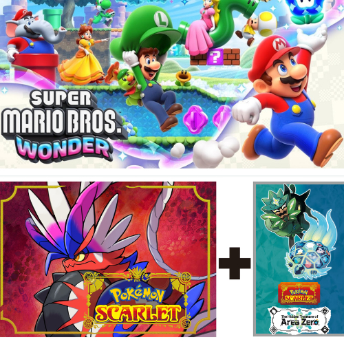 Super Mario Bros Wonder, Pokemon Scarlett With DLC - Nintendo Switch (digital game) BUNDLE SATU AKUN