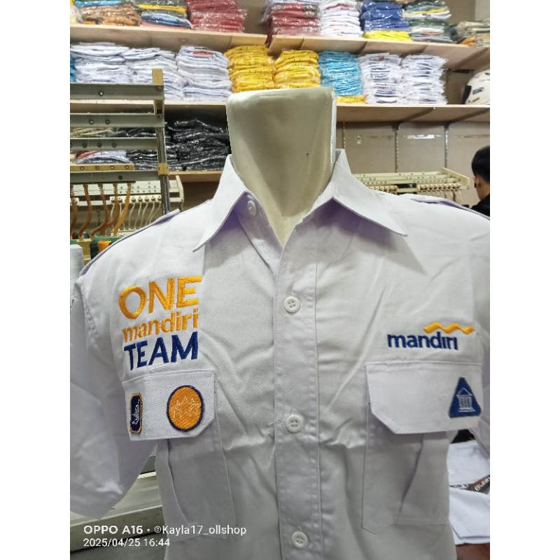kemeja one mandiri team putih terbaru seragam kerja one mandiri team