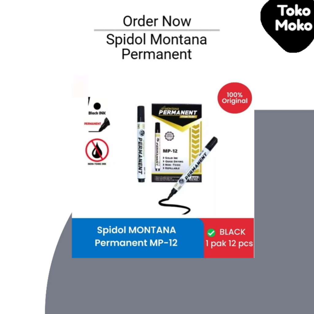 

Spidol Permanent / Spidol Papan Tulis / MONTANA Spidol Permanent (MP 12) Hitam