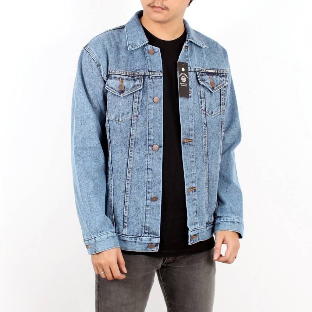 Wangkers Jaket Denim Sanwash Pria Jaket Jeans Murah Premium