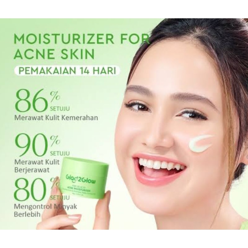 Glad2Glow Kiwi 3D Acid Acne Moisturizer 30g / Moisturizer Glad2Glow / Krim Glad2Glow