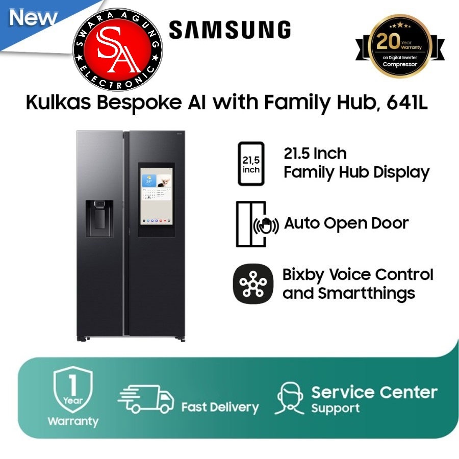 Kulkas Side By Side With Dispenser Samsung Type : RS90F65ANFSE - 21.5 Inch Family Hub Display - 660 