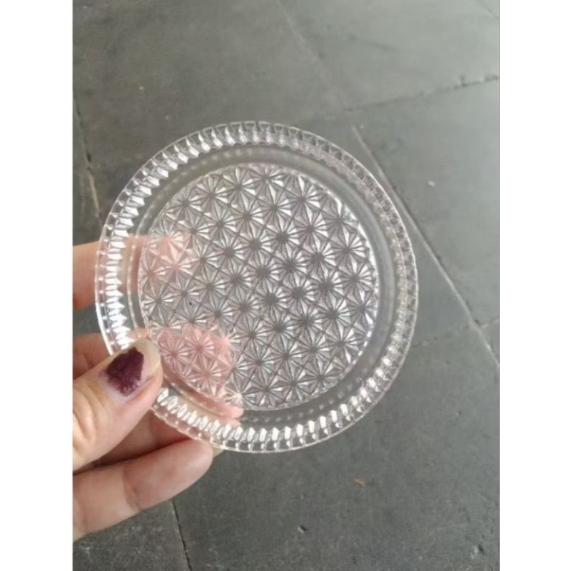 Tatakan Gelas Kaca / Tatakan Gelas Kristal / Coaster Glass / Lepek Kaca / Piring kaca mini