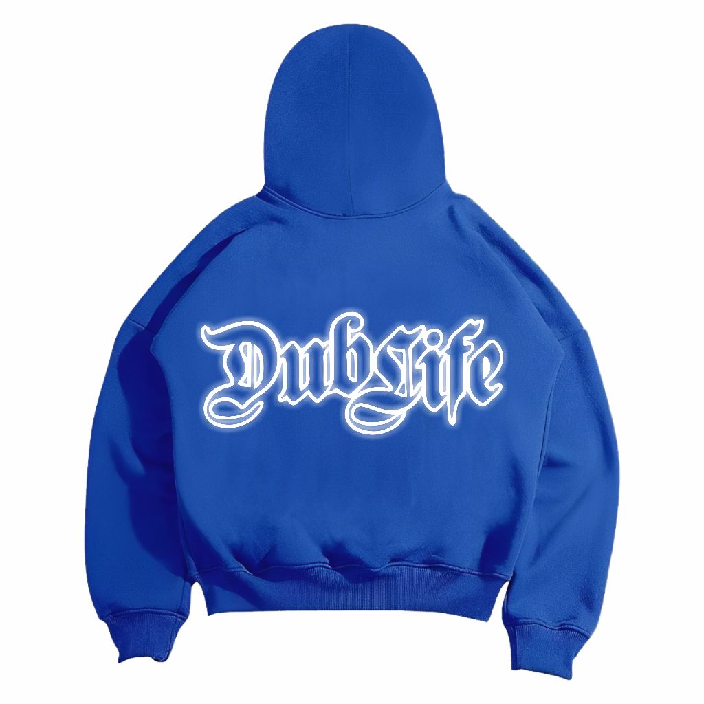 Appearance Sweater Hoodie Boxy Pria Wanita DUBLIFE Sablon Reflektif (NYALA) Warna Biru Oversize Kece