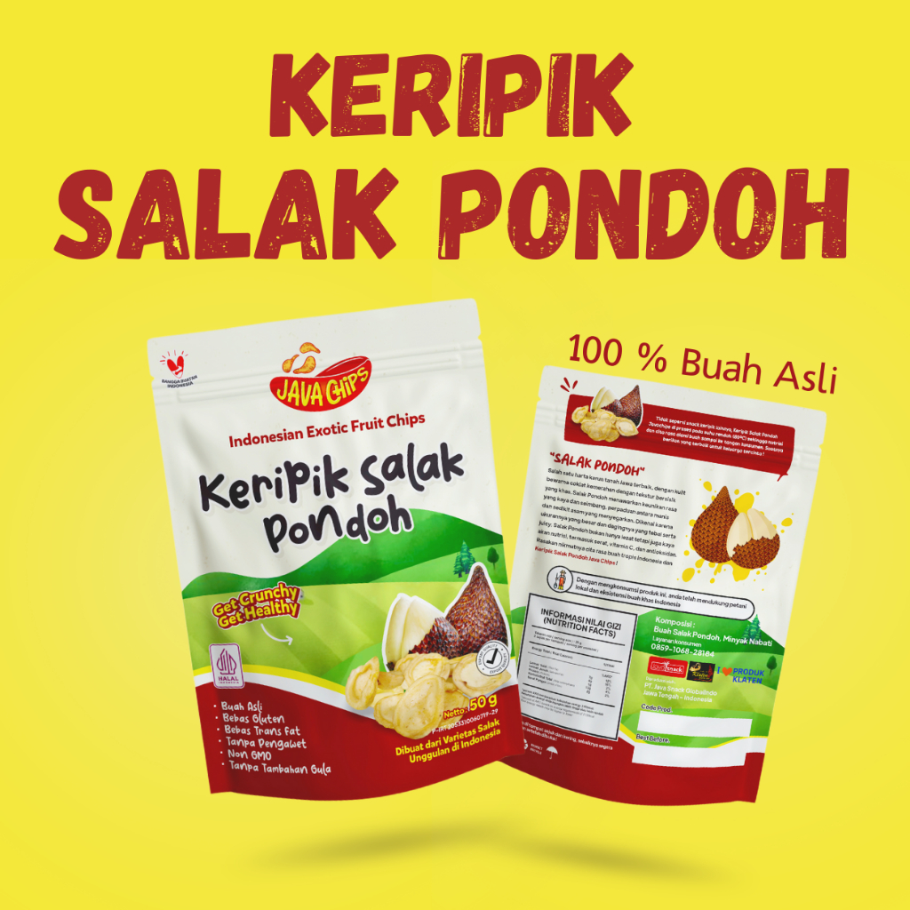 

JAVACHIPS KERIPIK SALAK PONDOH 100% BUAH ASLI NO TEPUNG NO GULA NO PENGAWET NO PEMANIS BUATAN