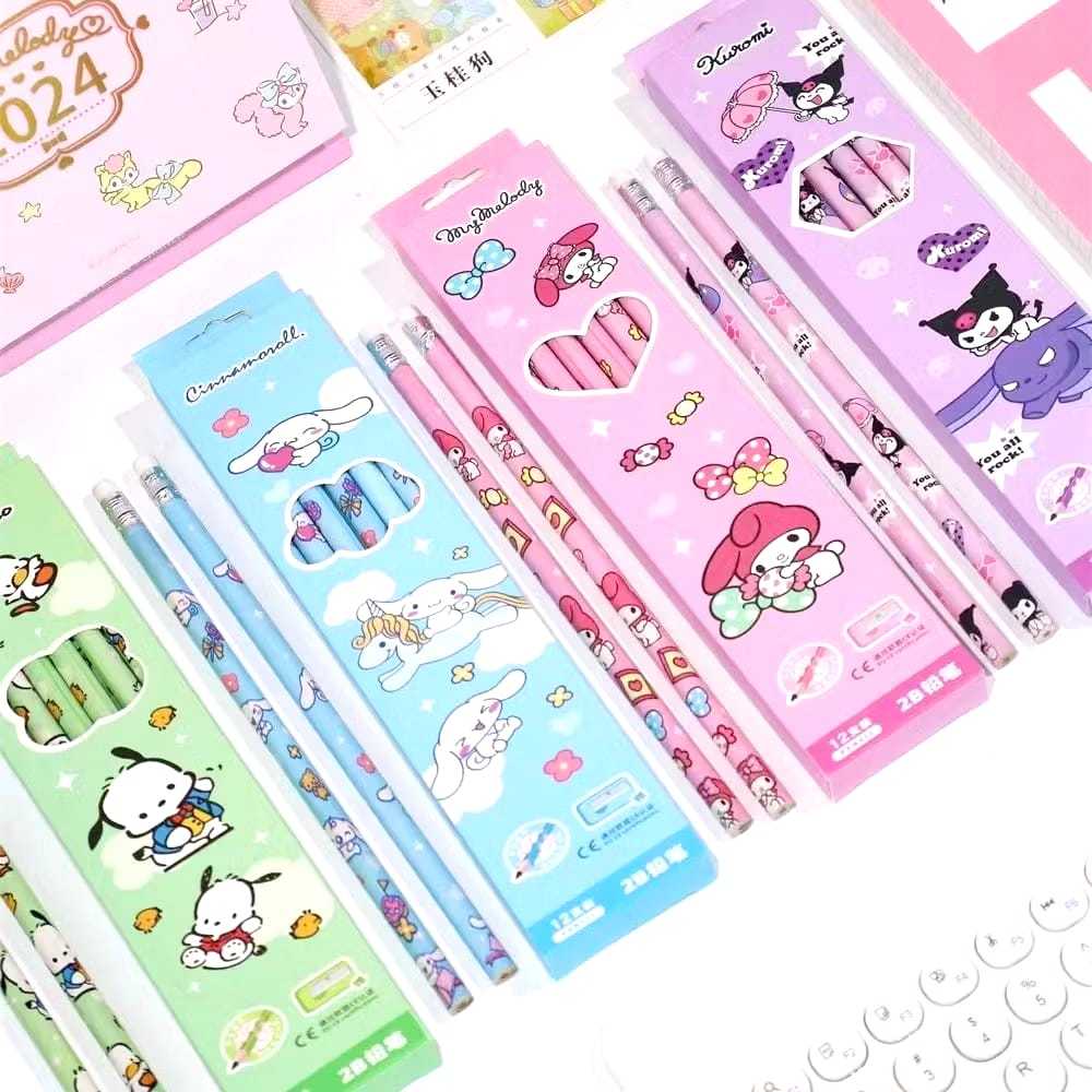 

Zo23 Pensil 2B motif lucu Pensil Box isi 12pcs + Serutan Karakter Lucu