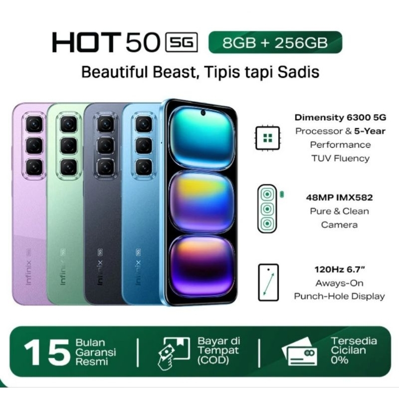 INFINIX HOT 50 5G NFC RAM 8GB/256GB GARANSI RESMI