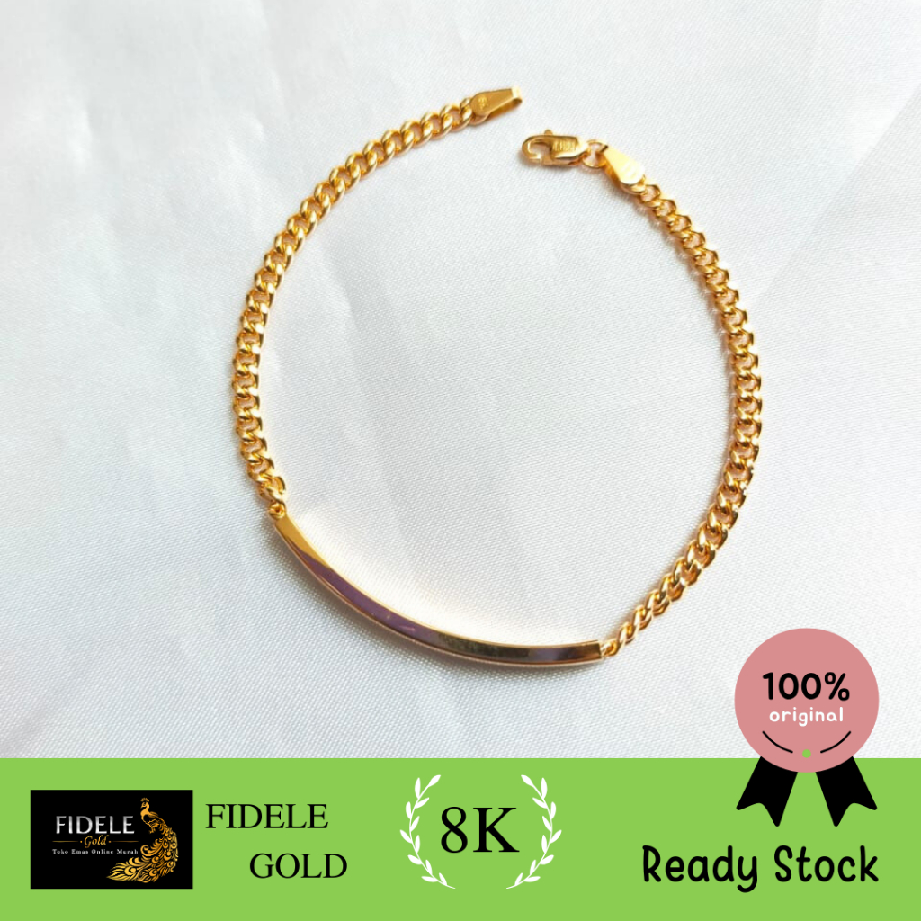 Gelang nori dewasa emas asli gelang plat 375 ubs gold 8k