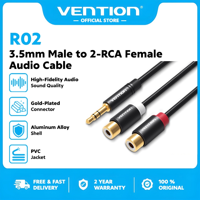 Vention Kabel Aux Audio 3.5mm to 2 RCA Splitter Audio Jack RCA
