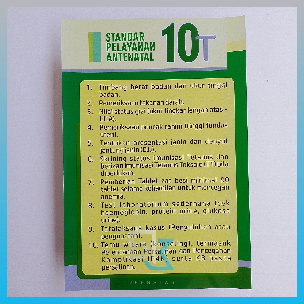 Poster Standar Pelayanan Antenatal, 10T, Kehamilan, Poster Kebidanan, Kesehatan
