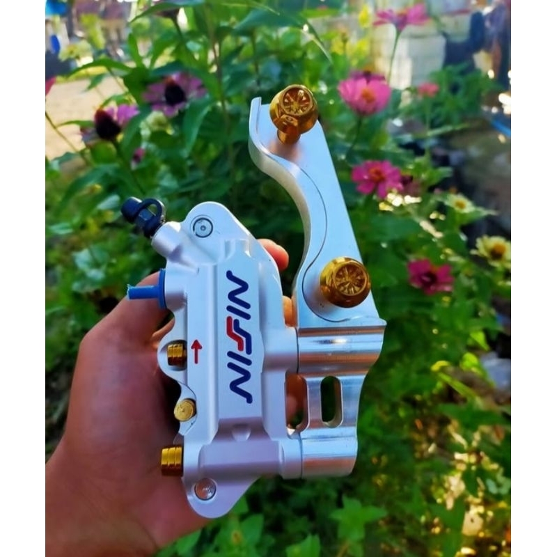 kaliper nissin monoblok 4piston set breket pnp vixion