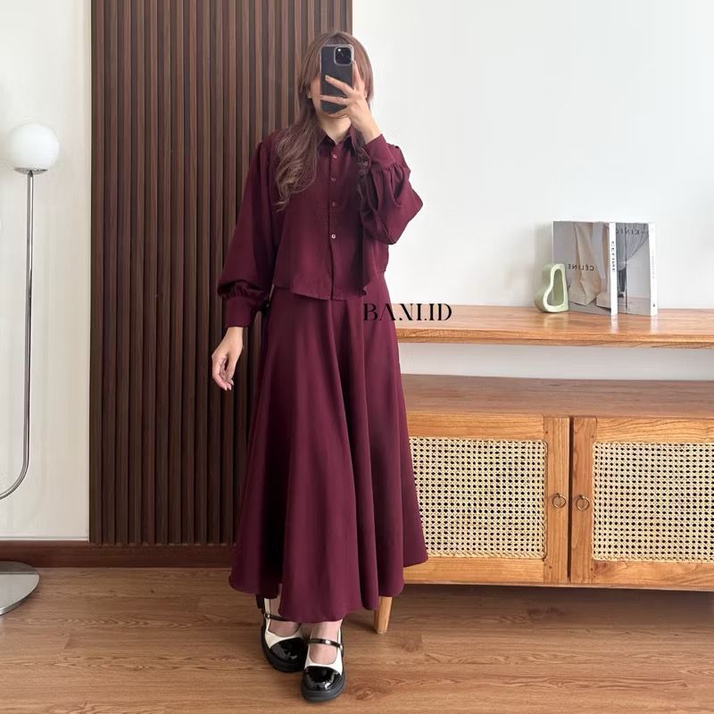 One Set Cloudia Set Rok Wanita Bahan Lady Zara Premium