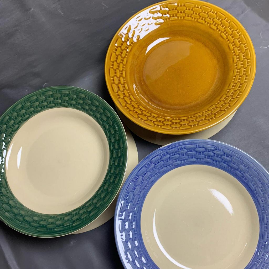 Piring Keramik Woven 3 Warna / Piring Makan / Piring Beling / Piring Keramik 1 Lusin