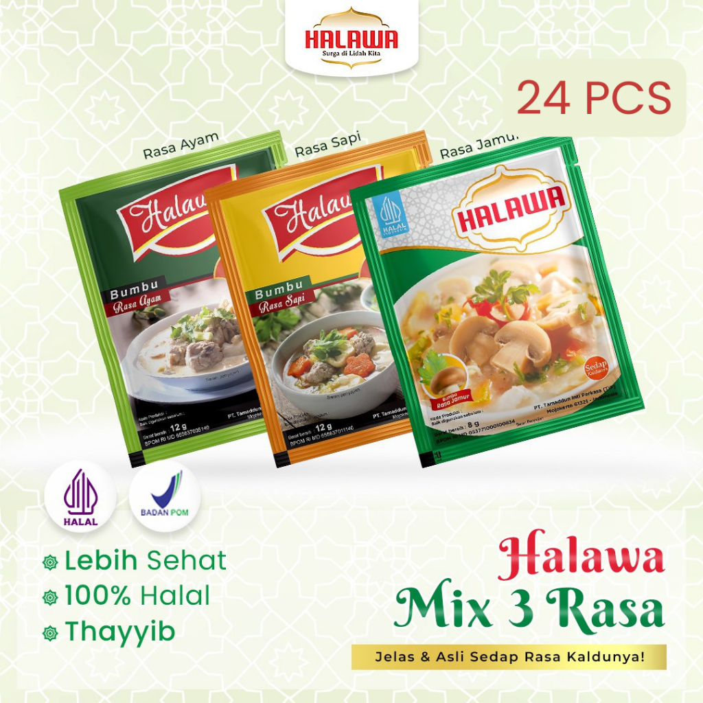 

Halawa Bumbu Masak 1 Pack MIX Non MSG | Bumbu Masak Probiotik | Penyedap Rasa Sehat | Bumbu Instan | Bumbu Masak 3 Rasa