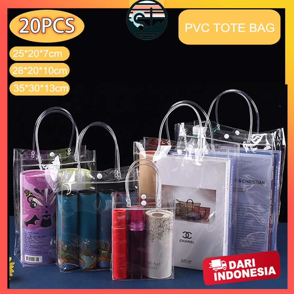 

20PCS Totebag Transparant | Tas Mika PVC Transparan | Tas Mika Souvenir Ulang Tahun Bening