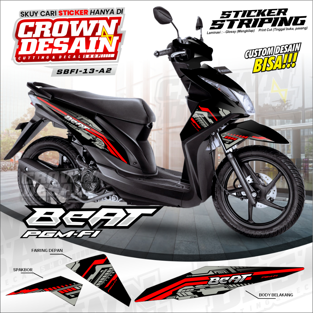 [Terlaris] Stiker Striping Beat FI - Stiker Honda Beat - Striping Honda Beat Fi - Custom Desain