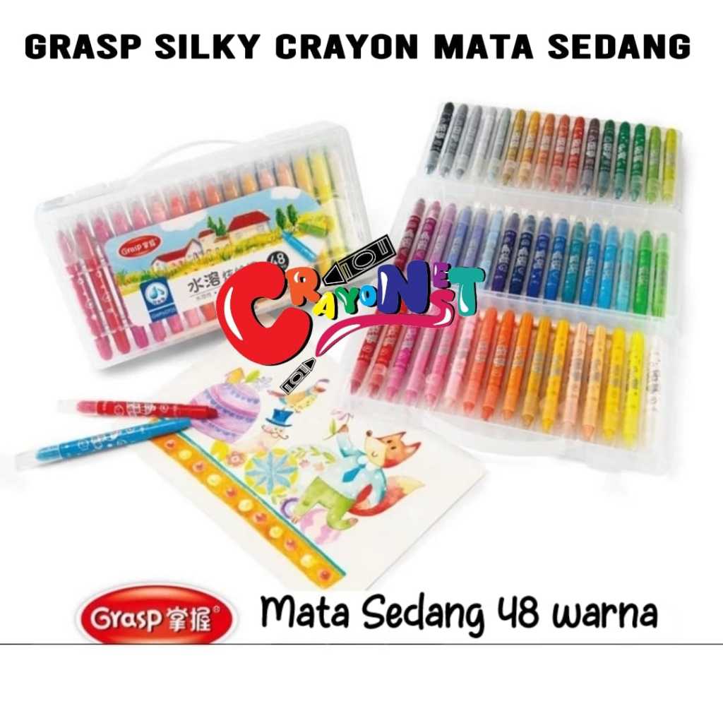 

CRAYON GRASP ISI 12, 24, 36, 48 warna/CRAYON GRASP MATA SEDANG / SILKY CRAYON / WATER SOLUBLE CRAYON